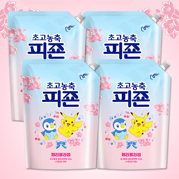 피죤 초고농축 체리블라썸 섬유유연제 1.3L 4개